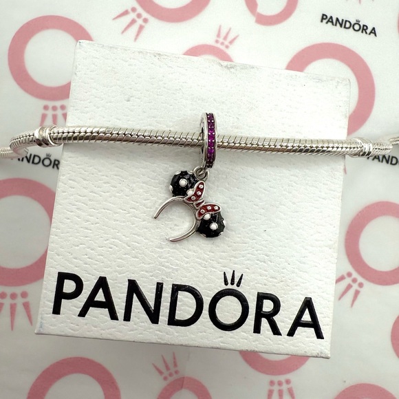 COPY - Disney Parks Pandora Charm Minnie Mouse Black White Ear Headband Polka D… - Picture 3 of 3